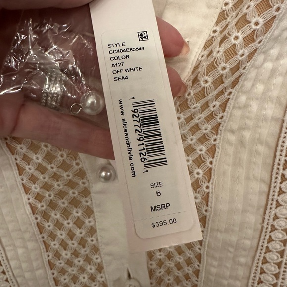 Alice + Olivia White Embroidered Ruffle Sleeve Dress - Picture 6 of 6